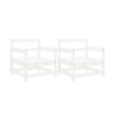 Patio Chairs 2 pcs White Solid Wood Pine