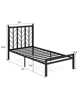 Platform Bed with Headboard and Metal Frame