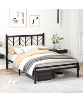 Platform Bed with Headboard and Metal Frame