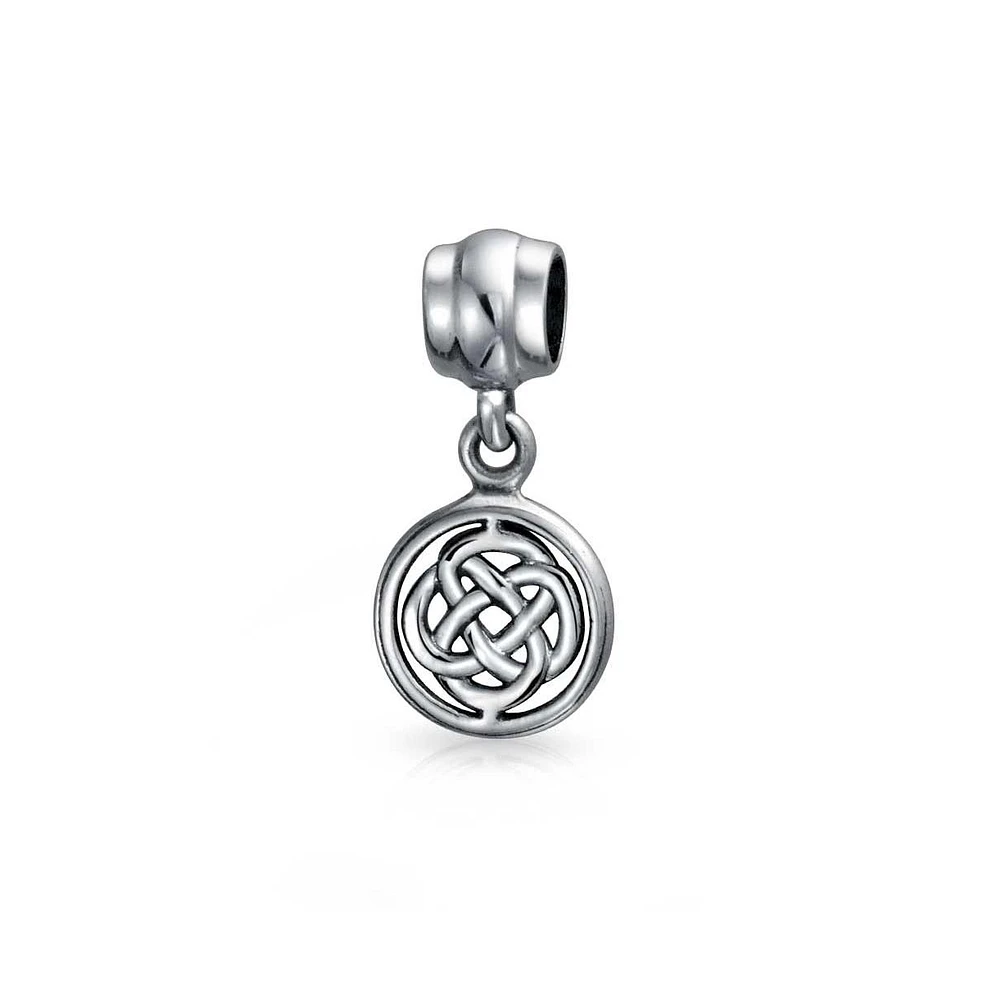 Bling Jewelry Celtic Infinity Love Knot Dangle Charm Bead in Oxidized Sterling Silver for Bracelet