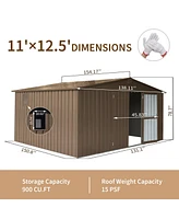 Mondawe Backyard Storage Shed 11' x 12.5' with Galvanized Steel Frame & Windows