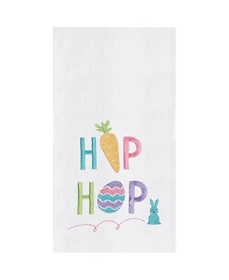 Hip Hop" Easter Bunny Rabbit Carrot Embroidered Cotton Flour Sack Kitchen Dishtowel