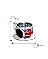 Bling Jewelry Travel England Union Jack Charm Bead Sterling Silver for European Bracelet