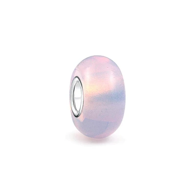 Bling Jewelry Milky Pink Opaque Murano Glass Charm Bead with Sterling Silver Core for Bracelets