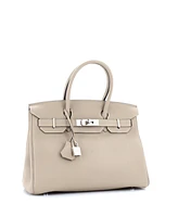 Pre-Owned HERMES Birkin 30 Handbag Grey Togo with Palladium Hardware
