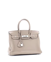 Pre-Owned HERMES Birkin 30 Handbag Clemence with Palladium Hardware