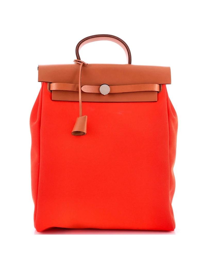 Pre-Owned HERMES Herbag A Dos Zip Backpack Toile and Leather