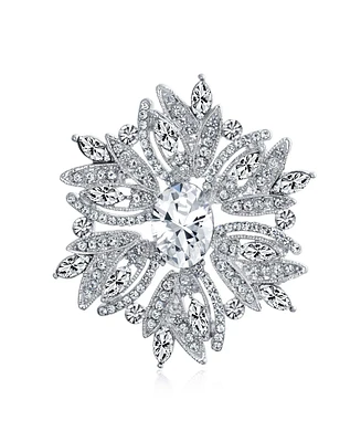Bling Jewelry Crystal Flower Art Deco Brooch Pin Scarves