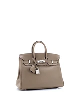 Pre-Owned HERMES Birkin 25 Handbag Grey Swift with Palladium Hardware
