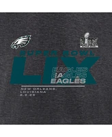 Fanatics Women's Heather Charcoal Philadelphia Eagles Super Bowl Lix Quick Pass Long Sleeve V-Neck T-Shirt