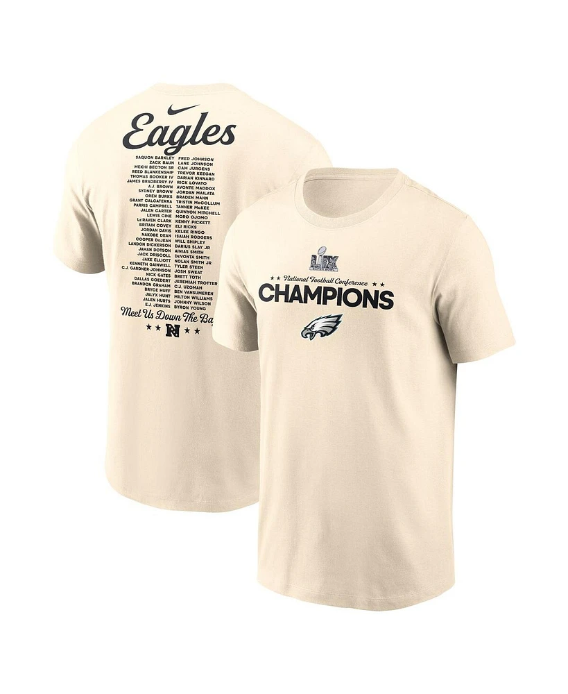 Nike Men's Cream Philadelphia Eagles 2024 Nfc Champions Roster T-Shirt