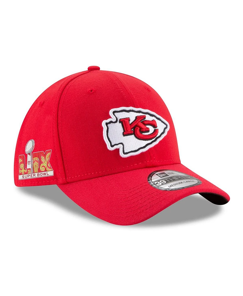 New Era Men's Red Kansas City Chiefs Super Bowl Lix Side Patch 39THIRTY Flex Hat