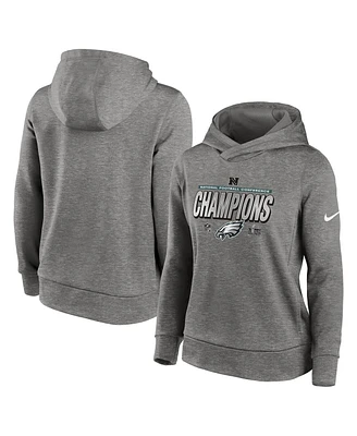 Nike Women's Heather Gray Philadelphia Eagles 2024 Nfc Champions Locker Room Trophy Collection Therma Fleece Pullover Hoodie