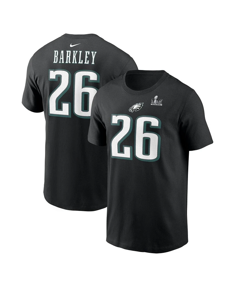 Nike Men's Saquon Barkley Black Philadelphia Eagles Super Bowl Lix Name Number T-Shirt