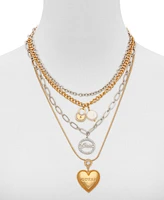 Guess Two-Tone Crystal Charm Layered Necklace