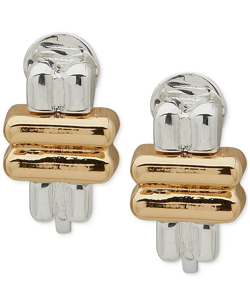 Anne Klein Two-Tone Stud Clip Earrings