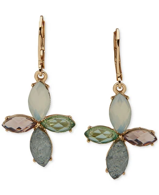 Anne Klein Gold-Tone Multi-Stone Flower Drop Earrings