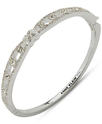 Anne Klein Silver-Tone Crystal Open Hinge Bracelet