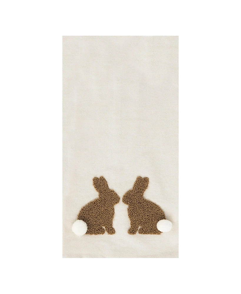 Nature Easter Bunny Rabbit w/ Tufted Tail Spring Kitchen Dishtowel