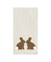 Nature Easter Bunny Rabbit w/ Tufted Tail Spring Kitchen Dishtowel