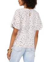 Vince Camuto Women's Printed Crewneck Puff-Sleeve Top