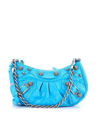 Pre-Owned Balenciaga Mini Le Cagole Giant Studs Chain Shoulder Bag Embossed Leather with Crystals