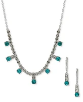 Anne Klein Silver-Tone Crystal Cup Chain Frontal Necklace & Earrings Set