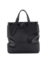 Pre-Owned Salvatore Ferragamo Cut-Out Tote Leather and Fabric