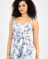 julia jordan Women's Cotton Floral-Print Midi Dress
