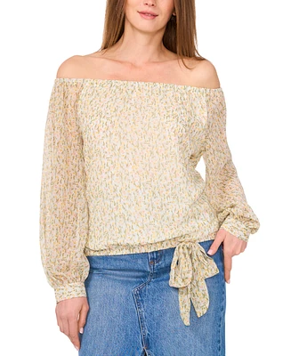 Vince Camuto Women's Floral-Printed Off-The-Shoulder Balloon-Sleeve Top