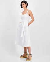 julia jordan Women's Cotton Eyelet Midi Dress