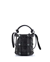 Pre-Owned Salvatore Ferragamo Small Cage Bucket Bag Crystal Embellished Suede