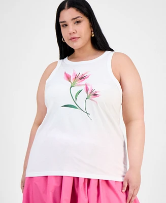 On 34th Trendy Plus Lily Graphic-Print Tank Top, Exclusively at Macy's