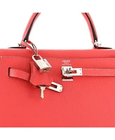 Pre-Owned HERMES Kelly 25 Handbag Pink Chevre Mysore with Palladium Hardware