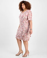 Connected Plus V-Neck Asymmetric-Tier Sheath Dress