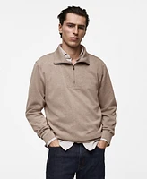 Mango Men's Funnel-Neck Quarter-Zip Sweatshirt