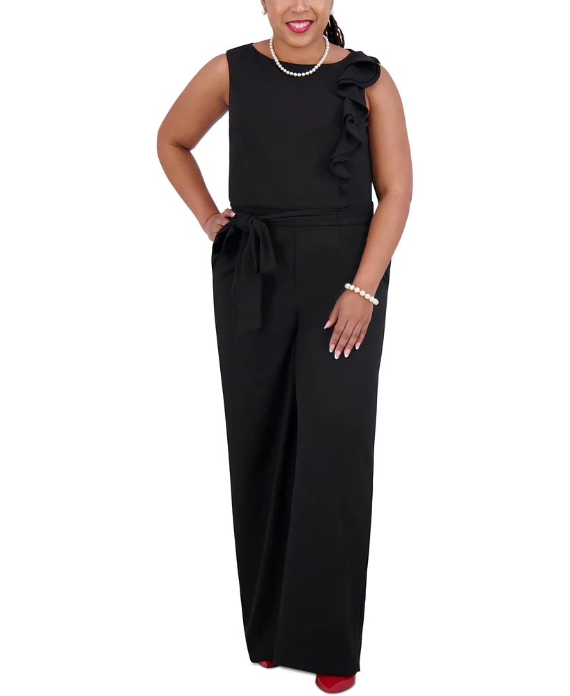 Kasper Women's Ruffle-Shoulder Sleeveless Jumpsuit