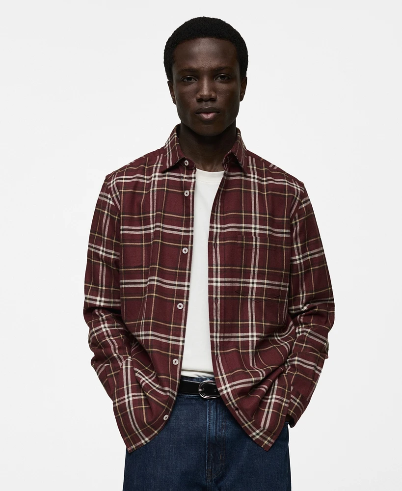 Mango Men's Cotton Flannel Checkered Shirt