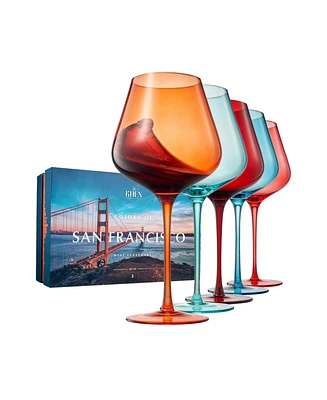 The Wine Savant Colors of San Francisco Wine Glasses, Set of 5