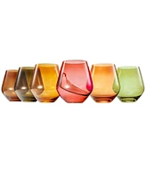 The Wine Savant Shades of Winter Spring Colored Crystal Wine Glasses, Set of 6