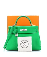 Pre-Owned HERMES Kelly Handbag Clemence with Palladium Hardware