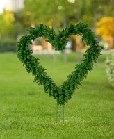 Northlight 22" Green Pine Artificial Heart Shape Wreath with Ground Stakes - Unlit