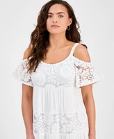 Robbie Bee Petite Lace Cold-Shoulder Flutter-Sleeve Dress