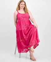 Robbie Bee Plus Scoop-Neck Sleeveless Lace Maxi Dress