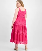 Robbie Bee Plus Scoop-Neck Sleeveless Lace Maxi Dress