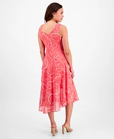 Robbie Bee Petite Printed Cowlneck Chiffon Dress