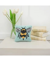 8" x 8" Bumble Bee Hooked Small Petite Throw Pillow