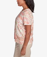 Alfred Dunner Petite Catalina Island Double-Knotted Paisley Top