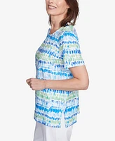 Alfred Dunner Petite Parrot Cay Tie Dye Chicklet Top