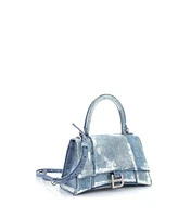 Pre-Owned Balenciaga Small Hourglass Top Handle Bag Denim Printed Leather